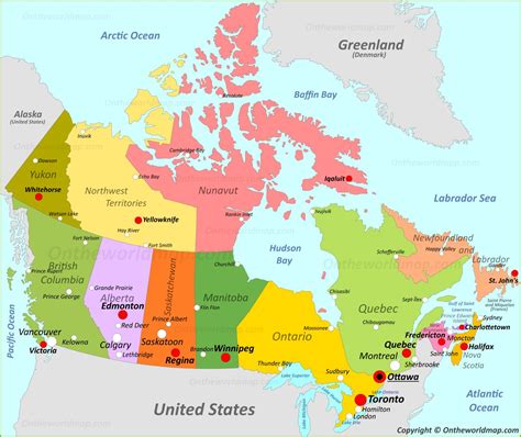 canada map with cities